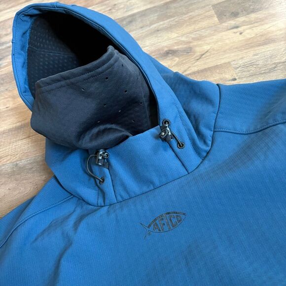 AFTCO aftec Blue Pullover Hoodie Jacket w/ Neck Gaiter & Side Zip Men’s 3XL Exce - Picture 4 of 14